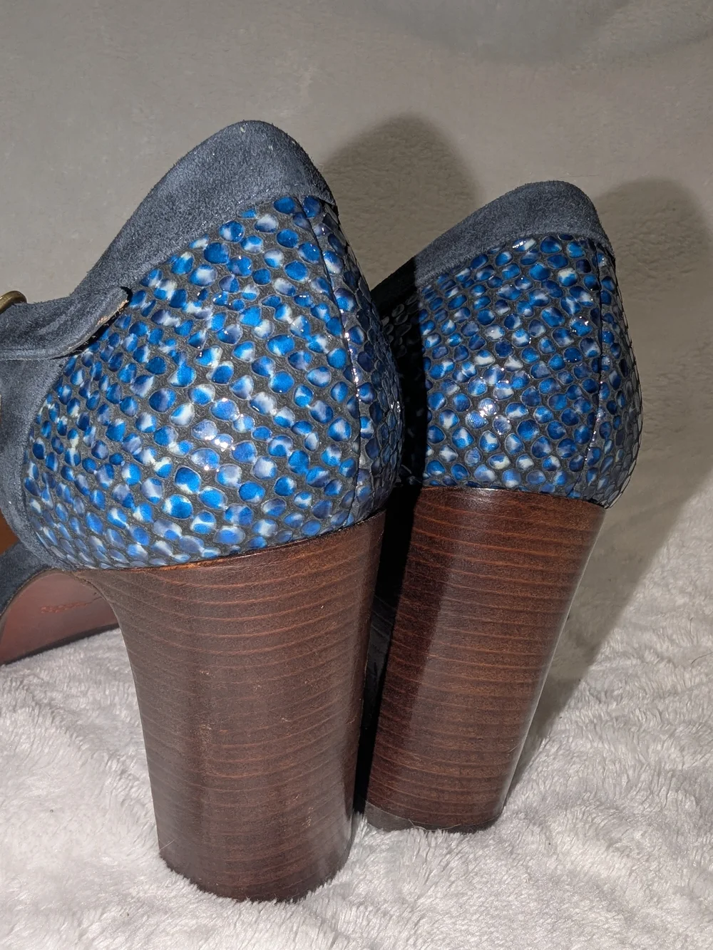 Chie Mihara Navy Blue Snake-Print Mary Jane Heels 🔥Fall Staple For Your Close!